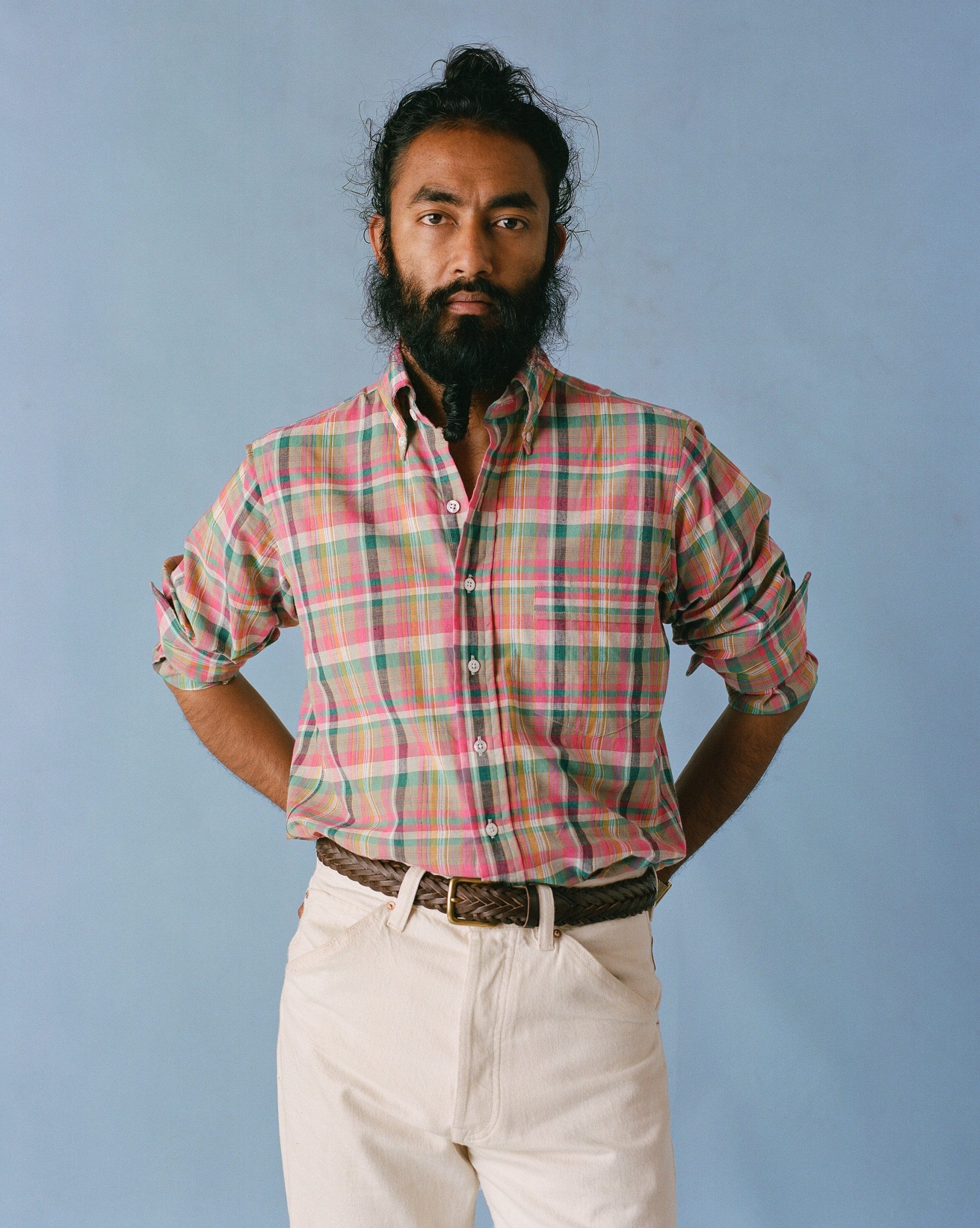 Pink and Green Madras Check Cotton Button-Down Shirt - Image 7