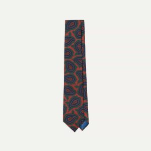 Red Big Paisley Print 40oz Madder Silk Tie
