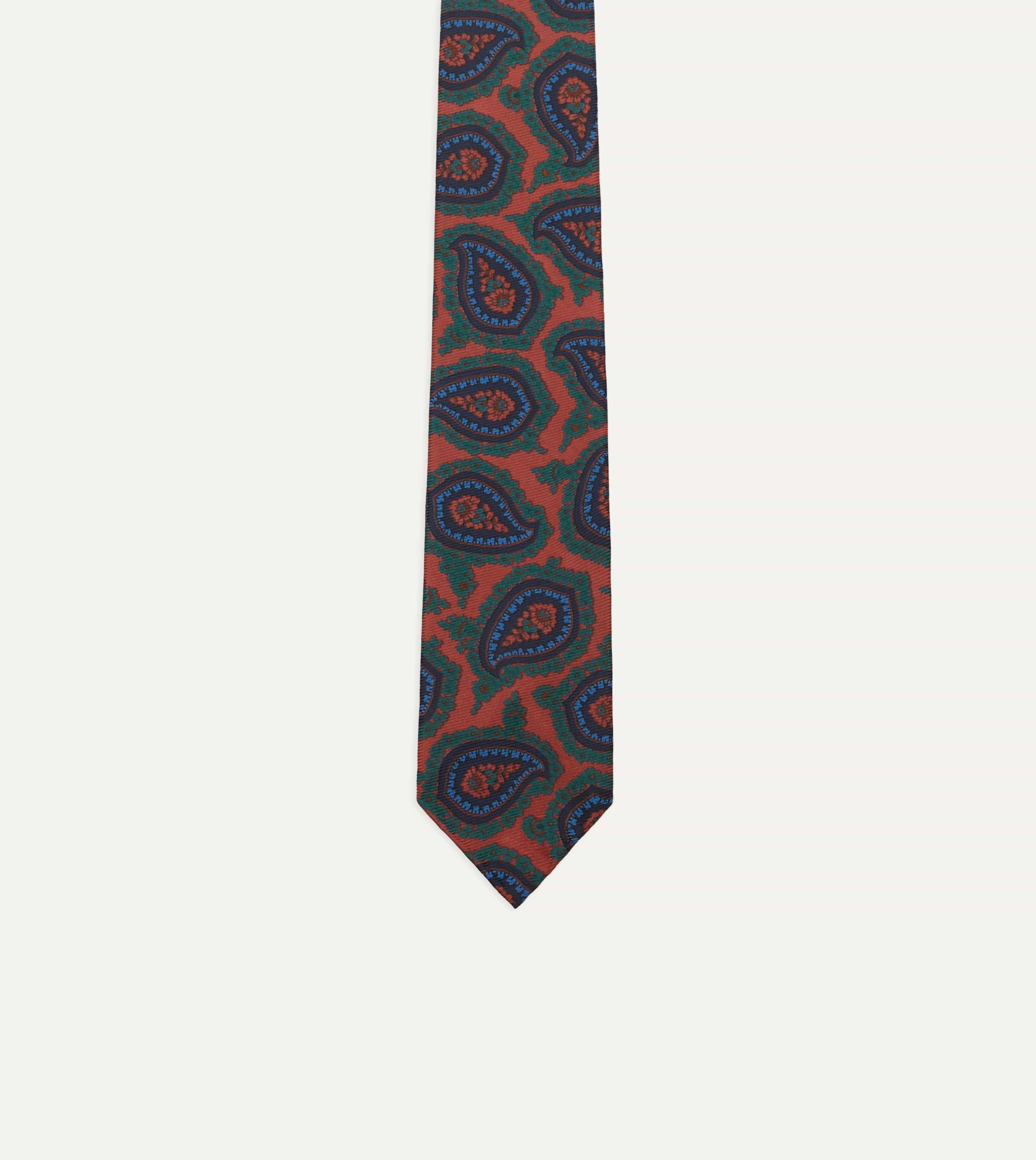 Red Big Paisley Print 40oz Madder Silk Tie - Image 4