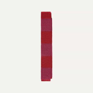 Pink and Red Block Stripe Knitted Silk Tie