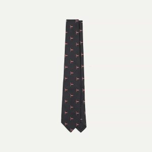 Navy Red Pennant Motif Silk Tipped Tie