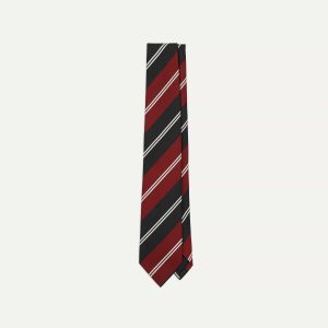 Red. Navy and White Regimental Stripe Mogador Tipped Tie