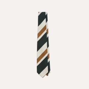 Rust and Green Broad Stripe Silk Tipped Tie