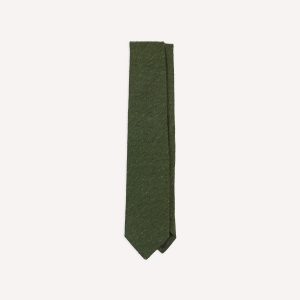 Green Herringbone Shantung Silk Tipped Tie