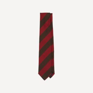 Red and Brown Block Stripe Mogador Silk Tipped Tie