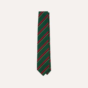 Green. Red. Black and Yellow Multi Stripe Repp Silk Tipped Tie
