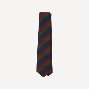 Blue. Red and Green Broad Stripe Repp Silk Tipped Tie