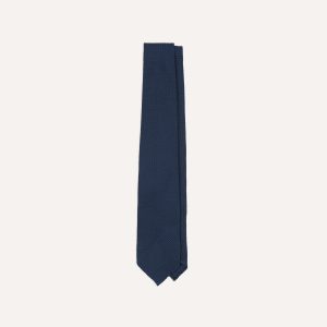 Navy Hand Rolled Large Knot Grenadine Tie