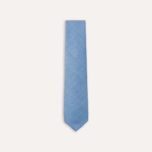 Blue Tussah Hand Rolled Silk Tie