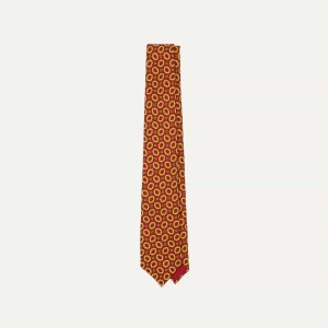 Red Flower Print 40oz Madder Silk Tipped Tie