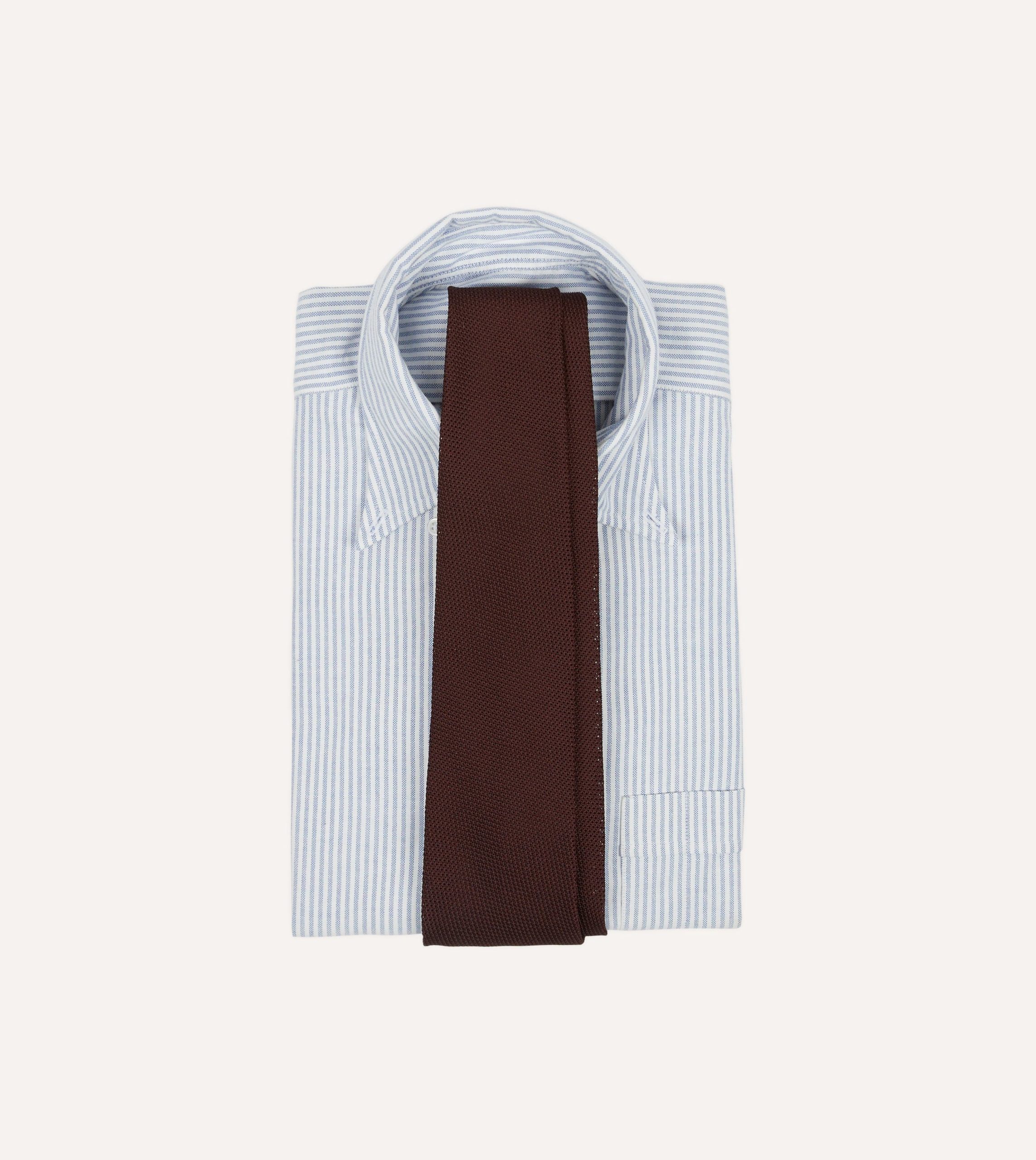 Burgundy Fine Woven Grenadine Silk Hand Rolled Tie - Image 2