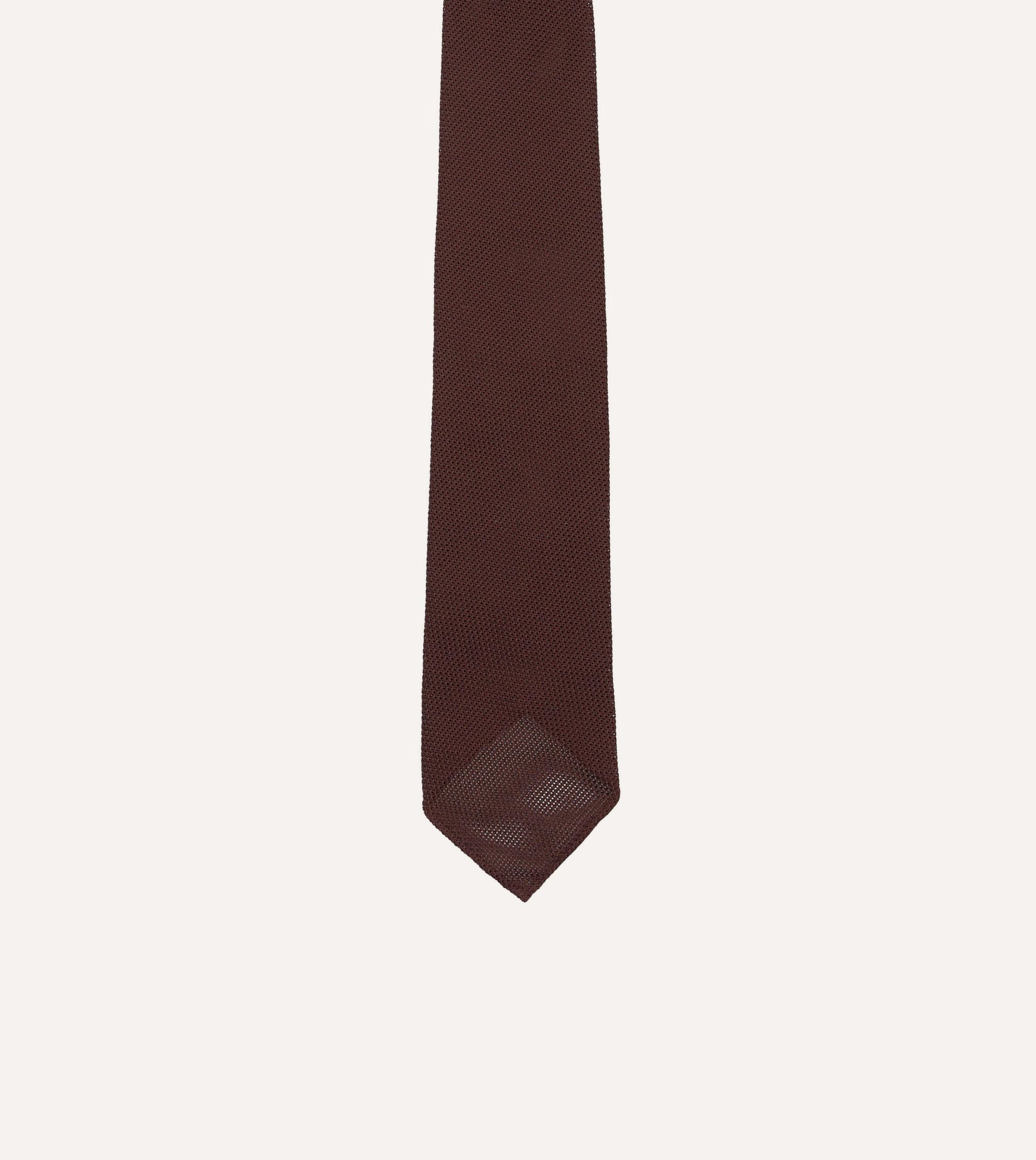 Burgundy Fine Woven Grenadine Silk Hand Rolled Tie - Image 3