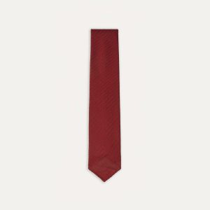 Red Fine Woven Grenadine Silk Hand Rolled Tie
