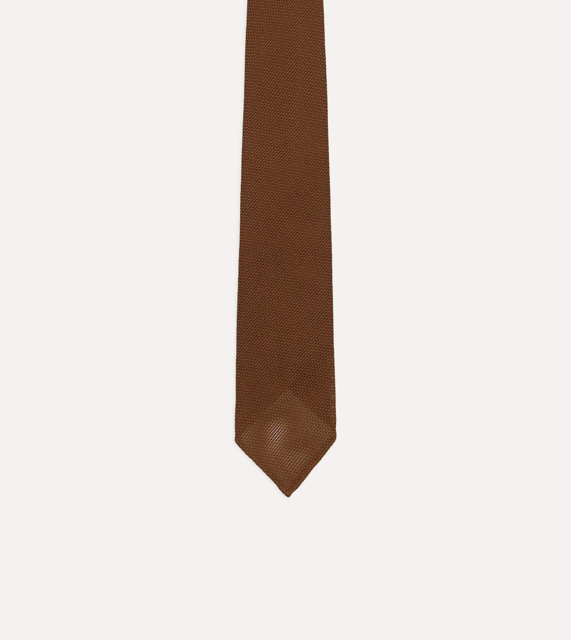 Gold Fine Woven Grenadine Silk Hand Rolled Tie - Image 3