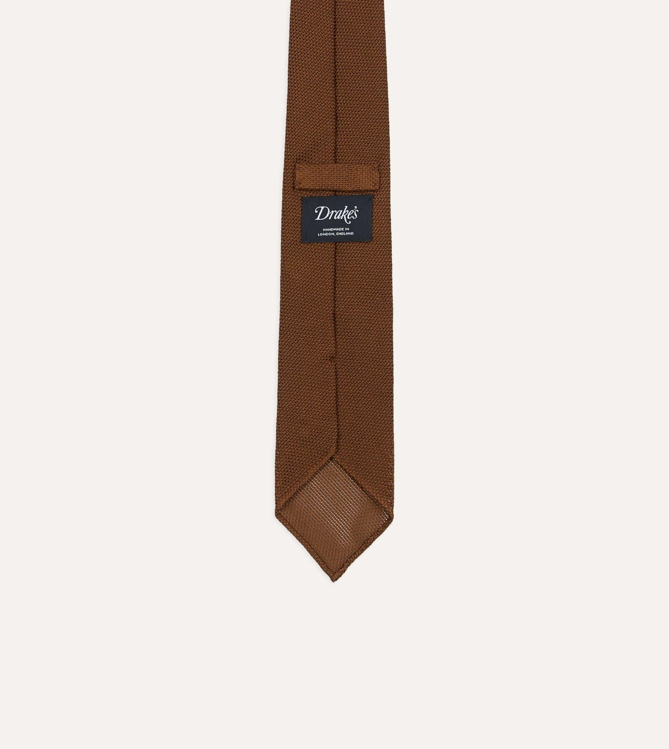 Gold Fine Woven Grenadine Silk Hand Rolled Tie - Image 4