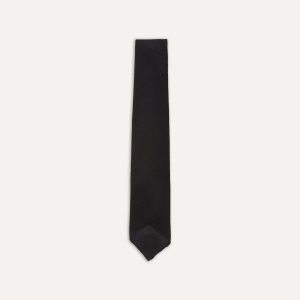 Black Fine Woven Grenadine Silk Hand Rolled Tie