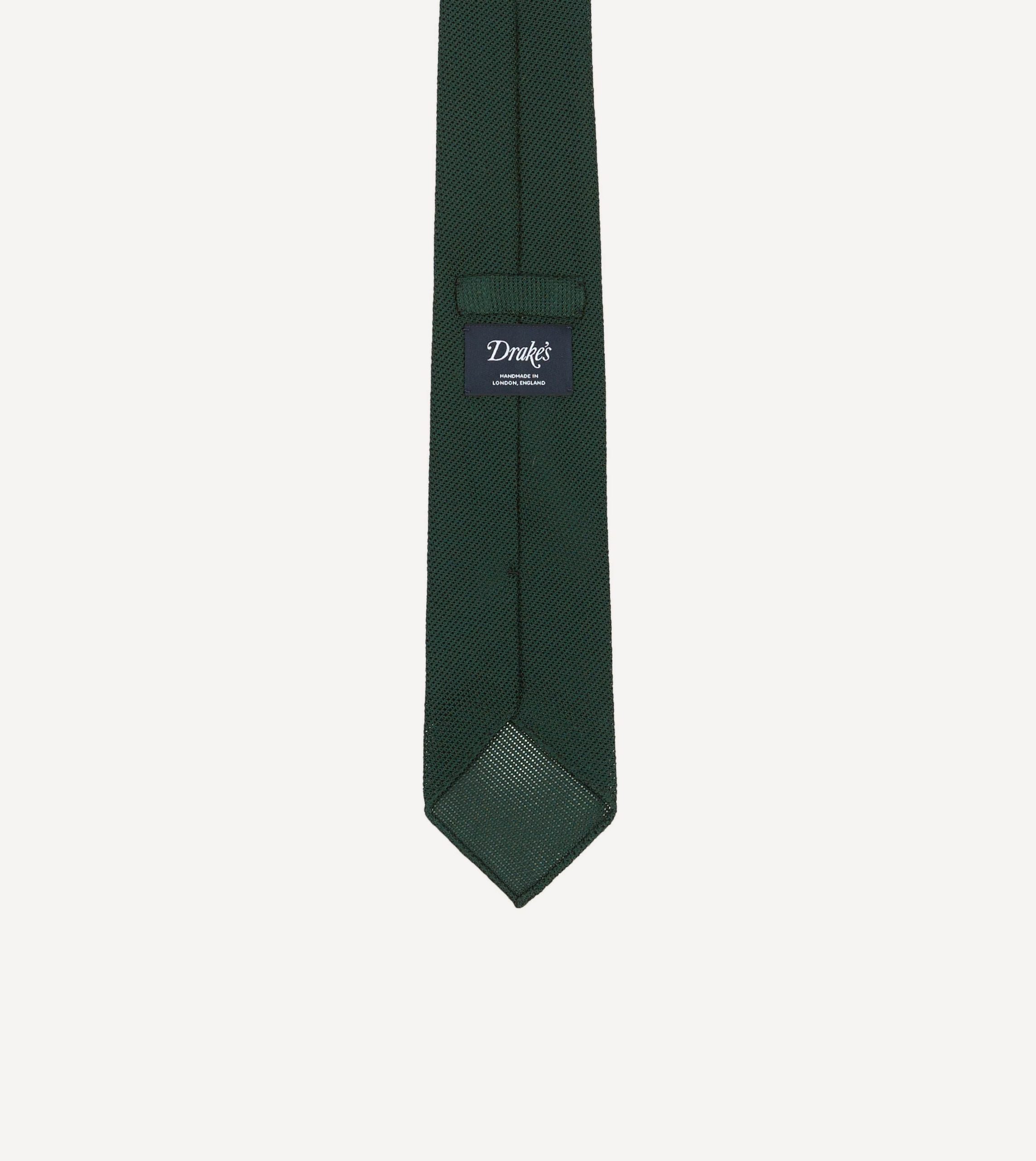 Green Fine Woven Grenadine Silk Hand Rolled Tie - Image 3