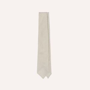 Ecru Fine Woven Grenadine Silk Hand Rolled Tie