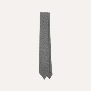 Grey Herringbone Hand Rolled Wool Tie