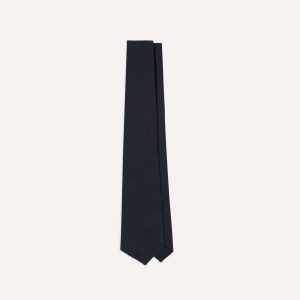Navy Shantung Silk Hand-Rolled Tie