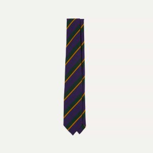 Navy Multicoloured Stripe Repp Wool Cotton Hand-Rolled Tie