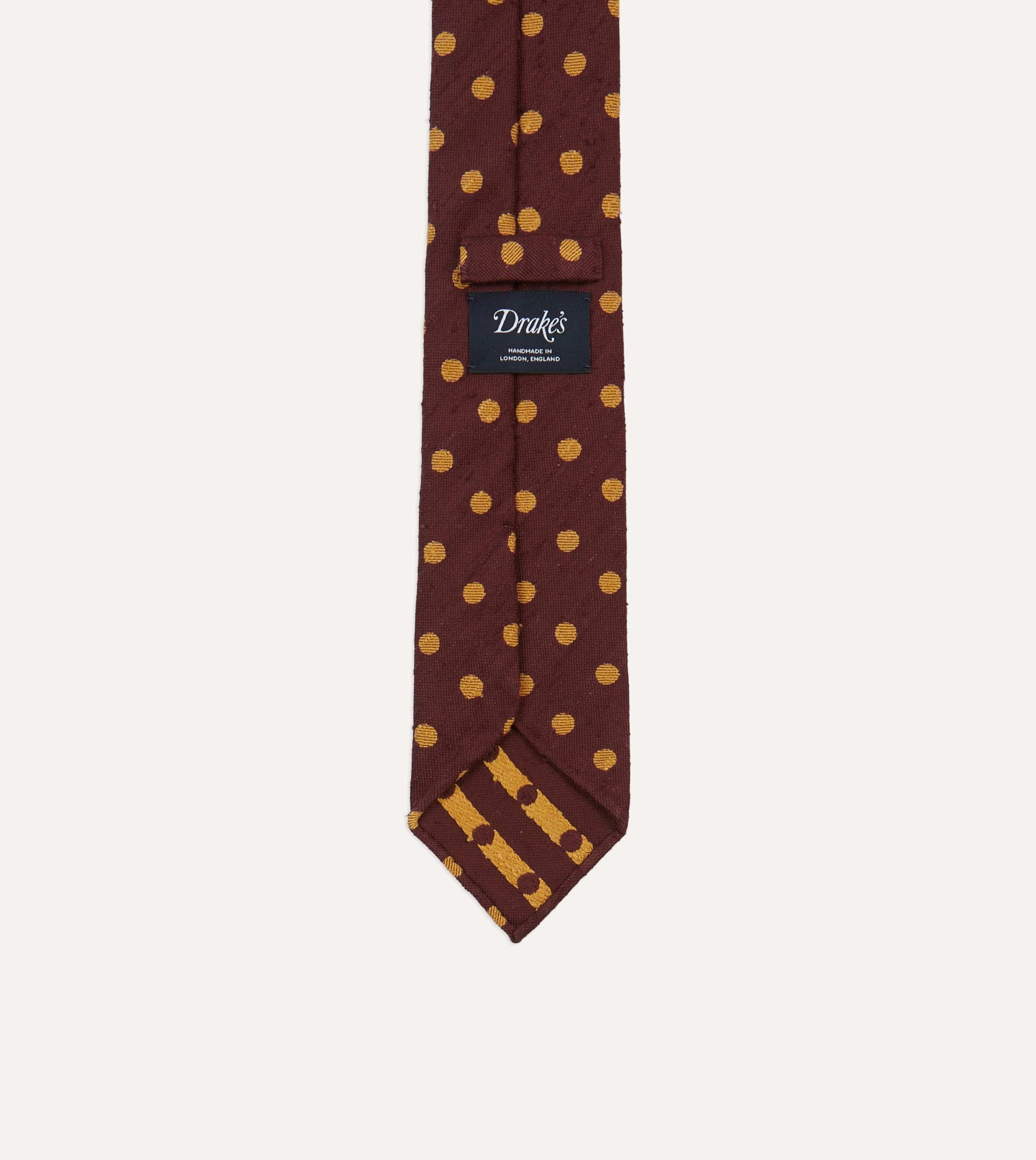 Burgundy and White Spots Shantung Silk Tie - Image 4