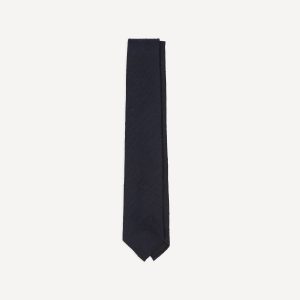 Navy Shantung Silk Hand-Rolled Tie