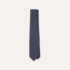 Navy Polka Dot Silk Self-Tipped Tie