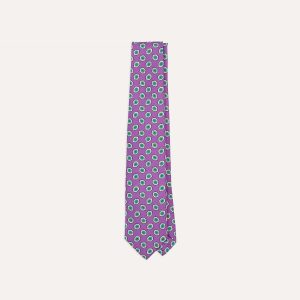 Lilac Hexagon Tile Print Silk Self-Tipped Tie