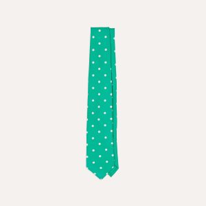 Green Polka Dot Silk Self-Tipped Tie