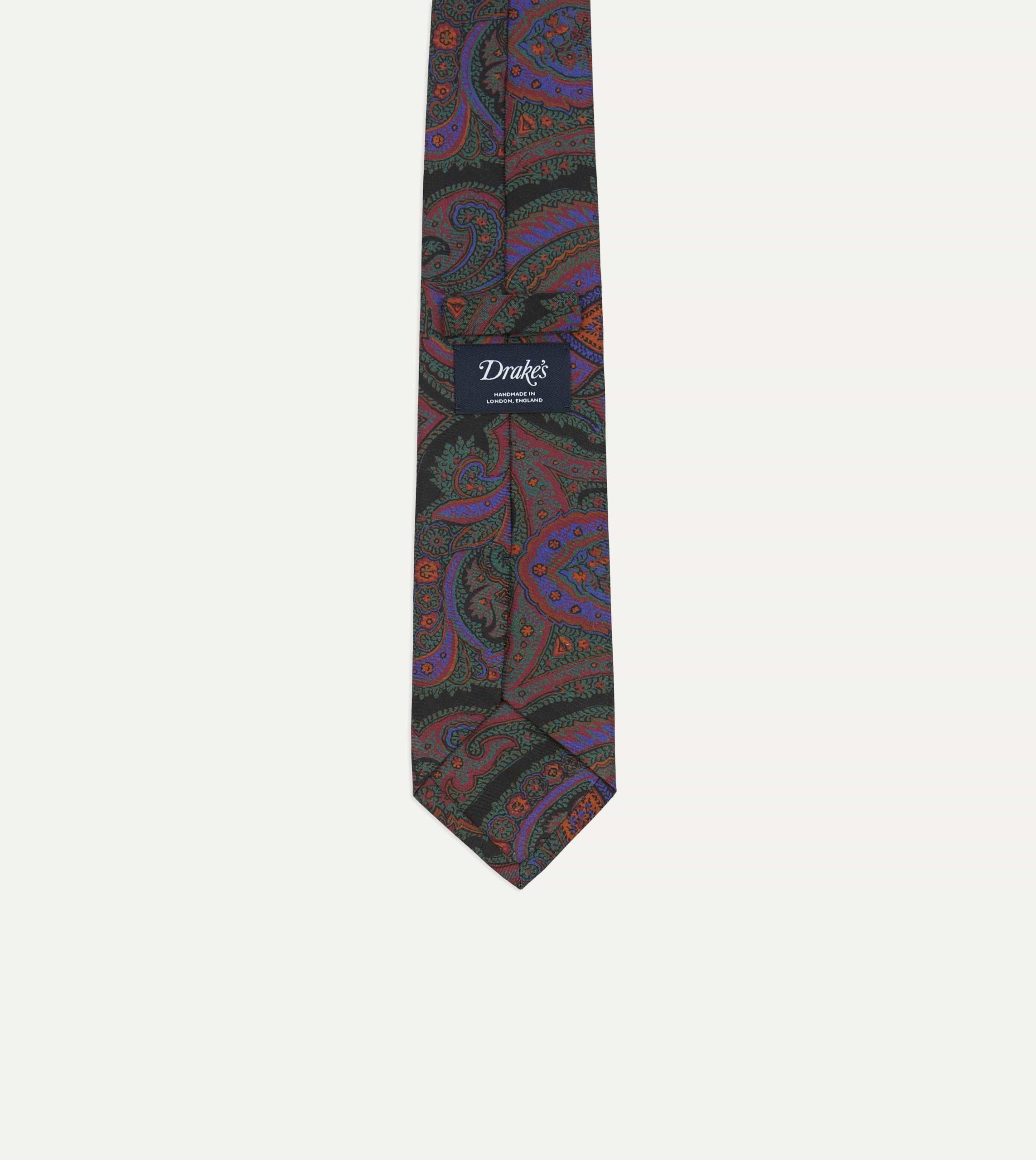 Green Acanthus Print Silk Self Tipped Tie - Image 4