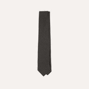 Black Small Spot Silk Self-Tipped Tie