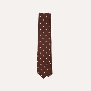 Brown Large Spot Silk Self-Tipped Tie