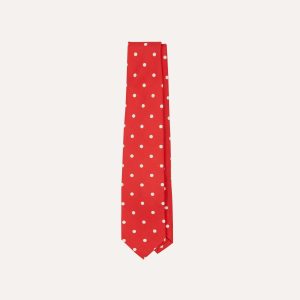 Red Large Spot Silk Self-Tipped Tie