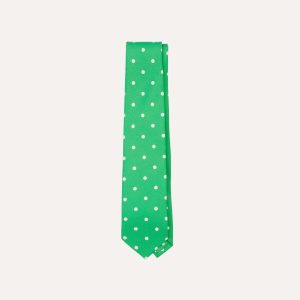 Green Large Spot Silk Self-Tipped Tie