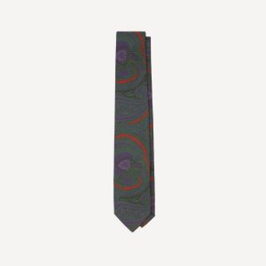 Rust Large Paisley Print Madder Silk Self-Tipped Tie