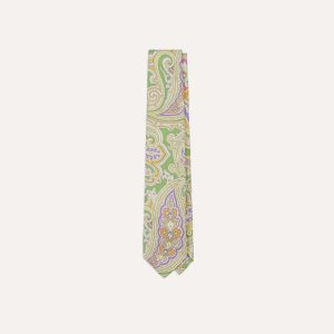 Green Large Paisley Silk Self-Tipped Tie