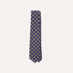 Light Navy Mini Paisley Silk Self-Tipped Tie