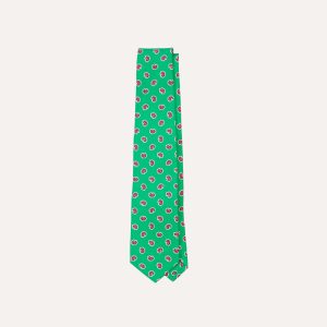 Green Mini Paisley Silk Self-Tipped Tie