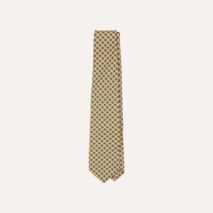 Yellow Square Medallion Self-Tipped Silk Tie