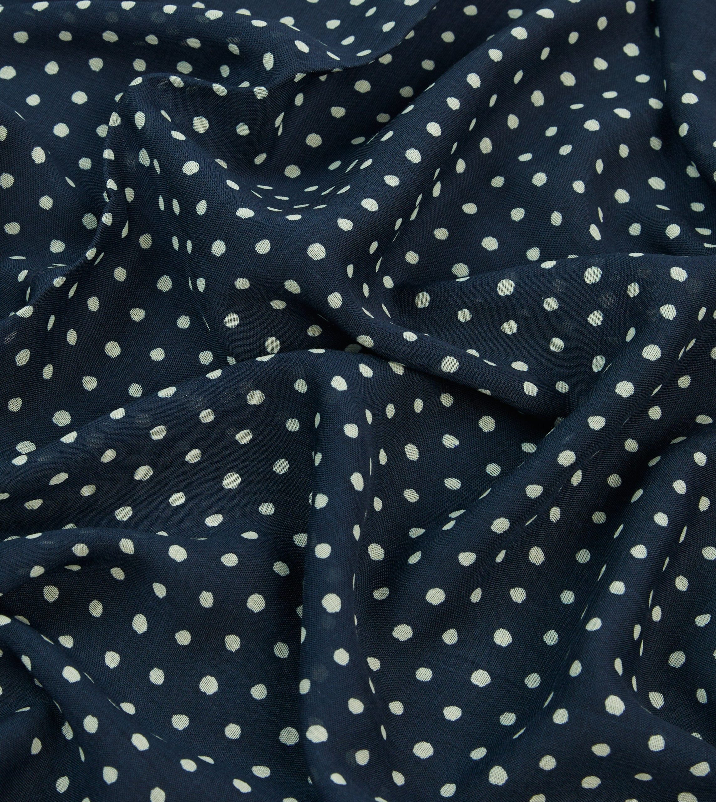 Navy Polka Dot Wool Scarf - Image 2