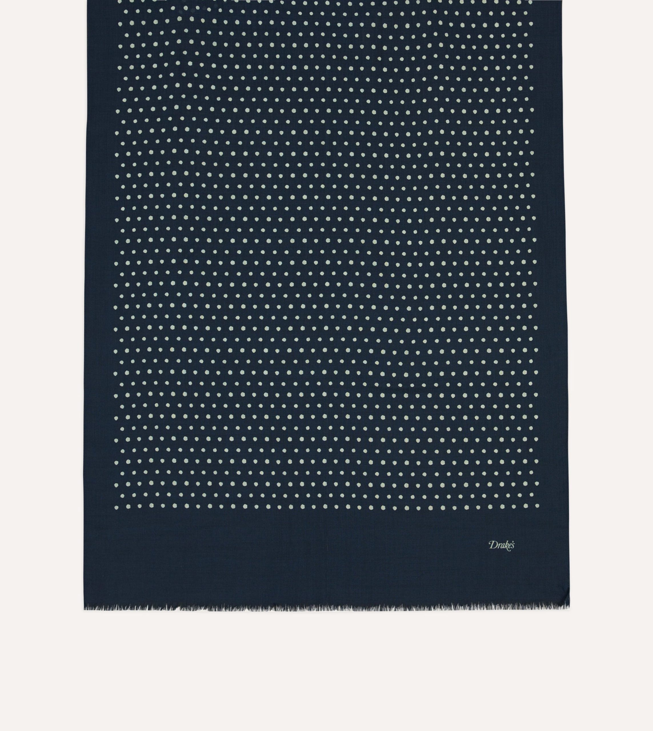 Navy Polka Dot Wool Scarf - Image 4