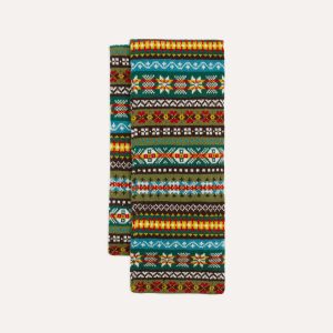Green Fair Isle Lambswool Scarf
