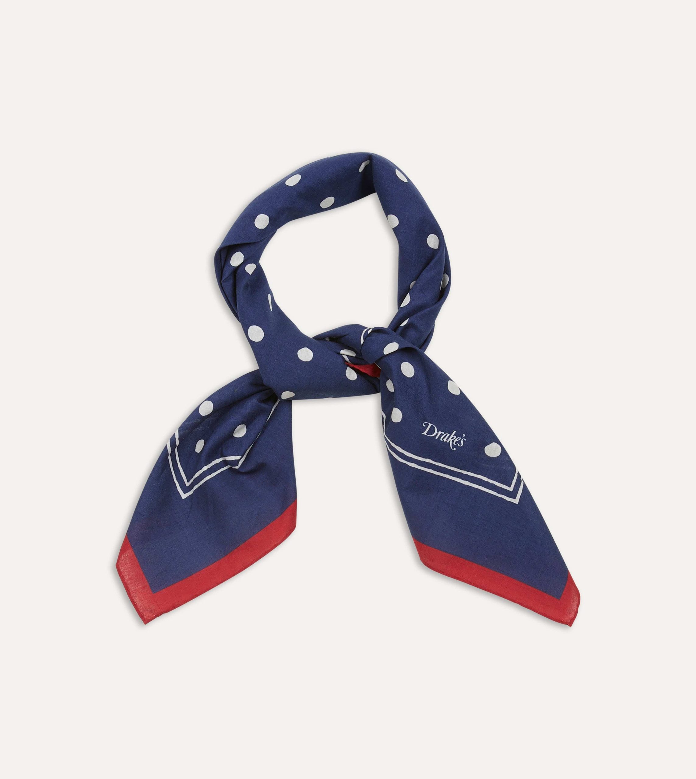 Navy Polka Dot Print Bandana - Image 5
