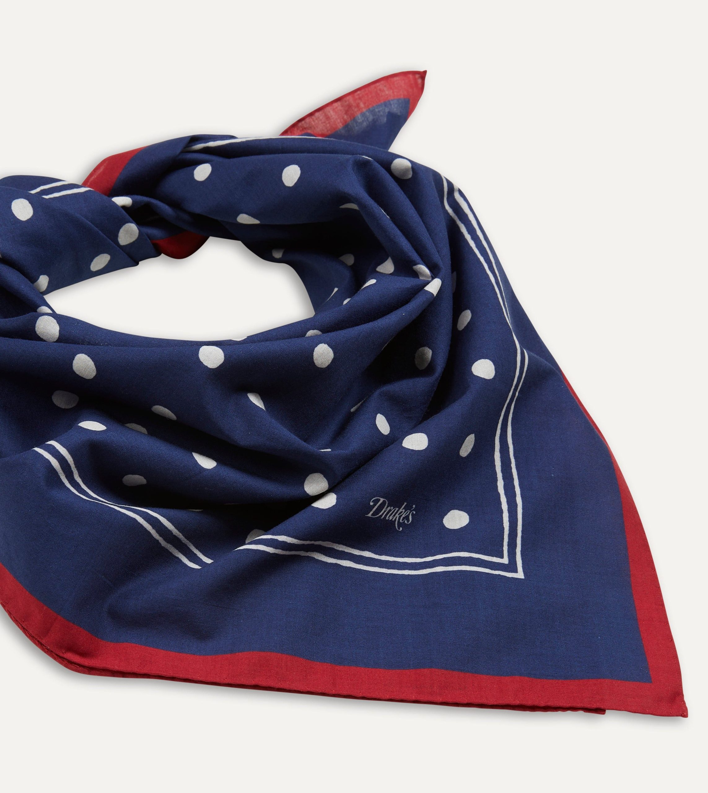 Navy Polka Dot Print Bandana - Image 3