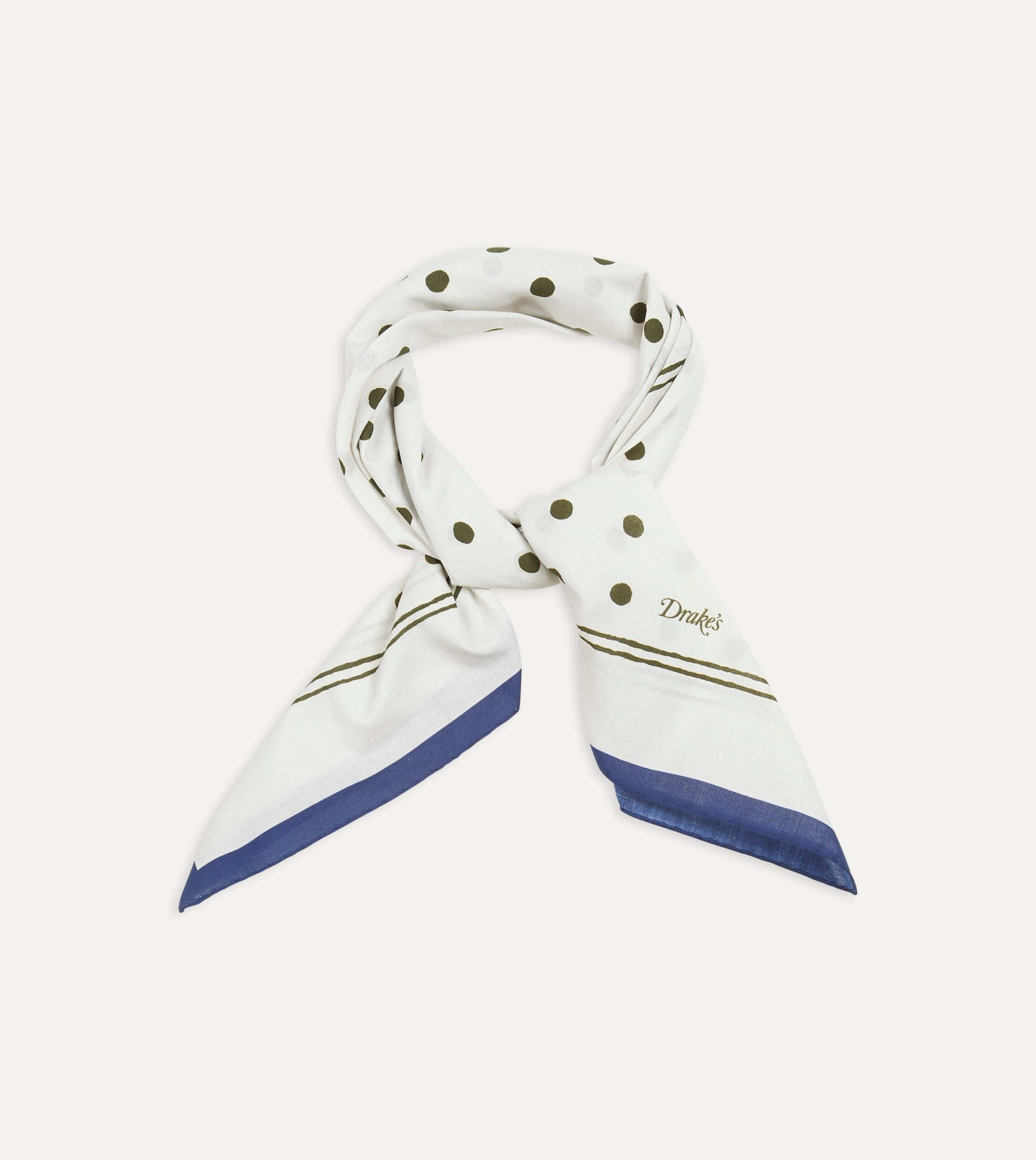 White and Green Polka Dot Print Bandana - Image 5