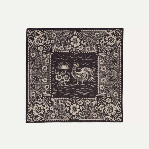 Navy Cockerel Print Silk-Cotton Bandana