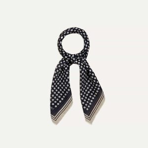 Navy Spots Print Silk-Cotton Bandana