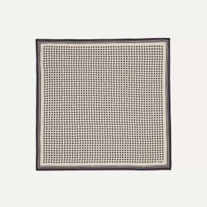 Ecru and Navy Spots Print Silk-Cotton Bandana