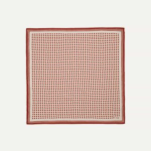 Ecru and Red Spots Print Silk-Cotton Bandana